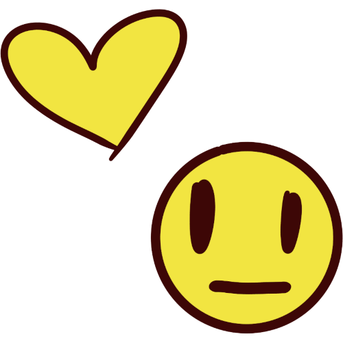 image of a yellow flat face next to a yellow heart